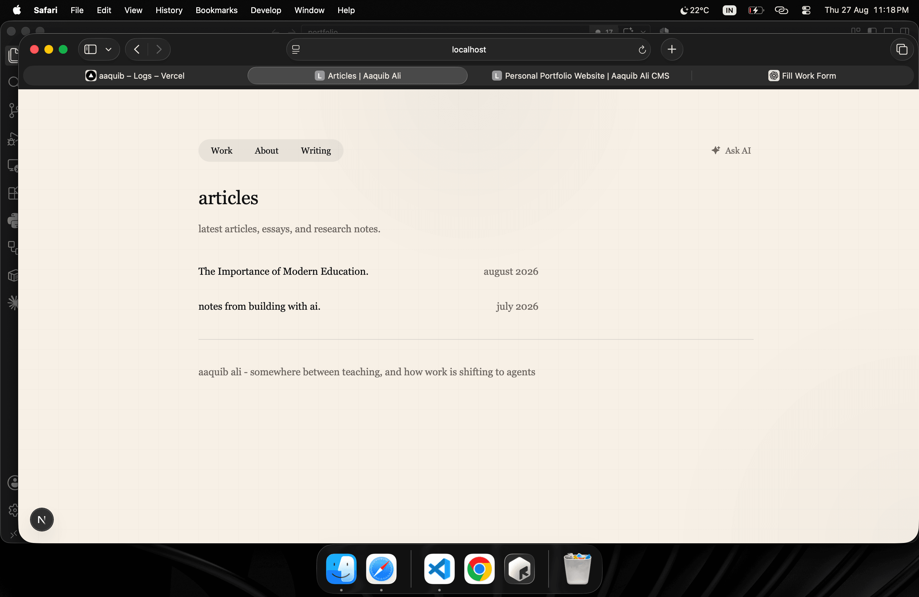 writing section
